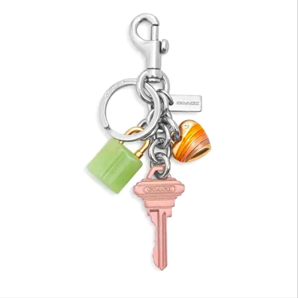 New! Key 🗝️🔐 Cluster Bag Charm in Silver/Pink 🩷 Multi color (Only 1 Left!)